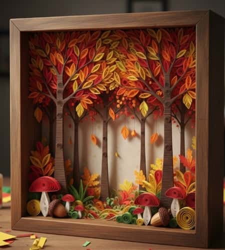 11. Quilled Forest Scene Shadow Box