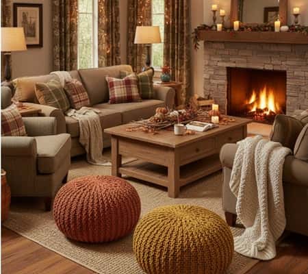 14. Cozy Floor Poufs