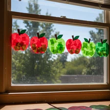 4. Tissue Paper Apple Suncatchers