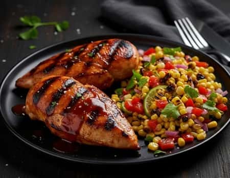5. BBQ Chicken Breast with Charred Corn Salad
