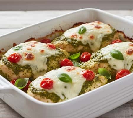 5. Baked Pesto Chicken with Mozzarella