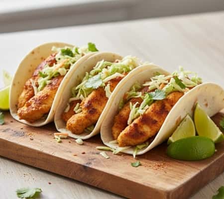6. Spicy Chicken Tacos with Lime Slaw