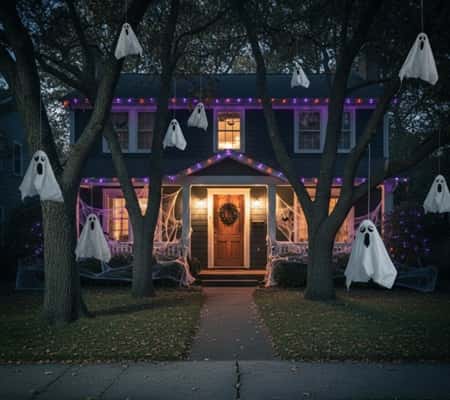 6. Trash Bag Ghosts in the Yard