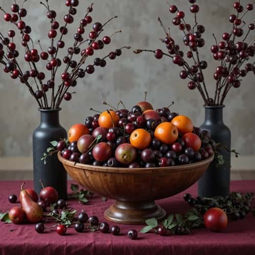 7. Cherry Branches and Dark Fruit Displays