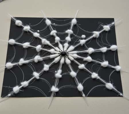 8. Cotton Ball Spider Webs
