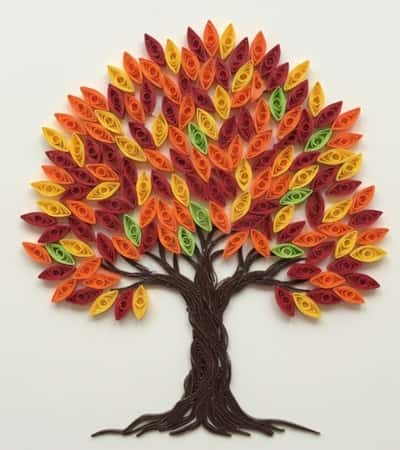 8. Quilled Autumn Tree Silhouette