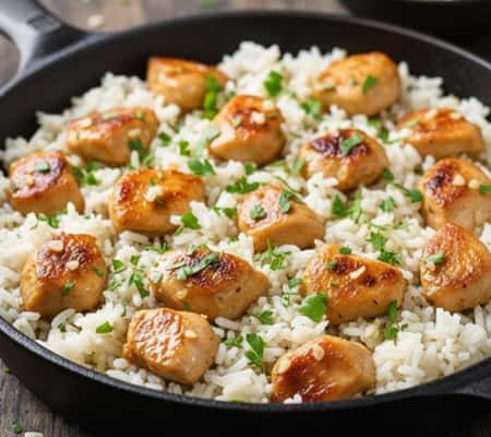 9. Garlic Butter Chicken Skillet with Rice