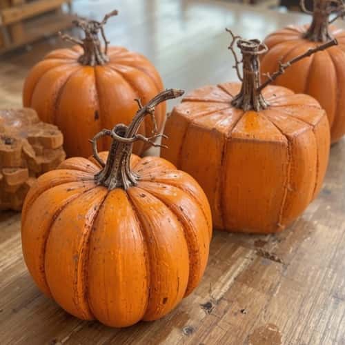 9. Wooden Block Pumpkins