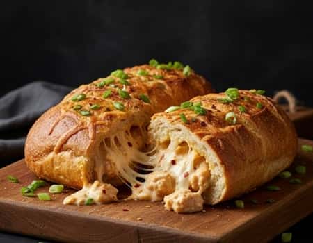 Buffalo Chicken Ranch Stuffed French Bread Recipe - completed