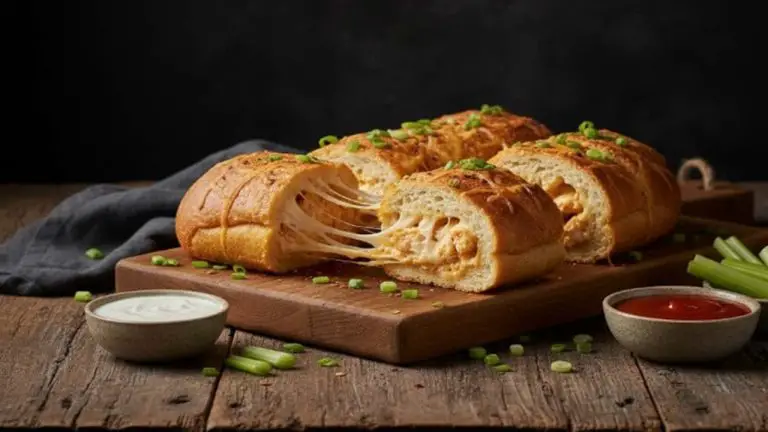Buffalo Chicken Ranch Stuffed French Bread Recipe - featured