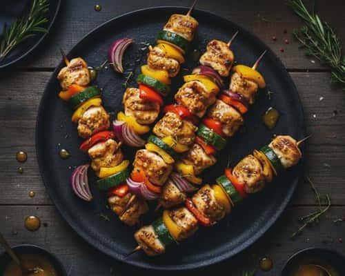 Grilled Chicken Skewers Dinner - completed