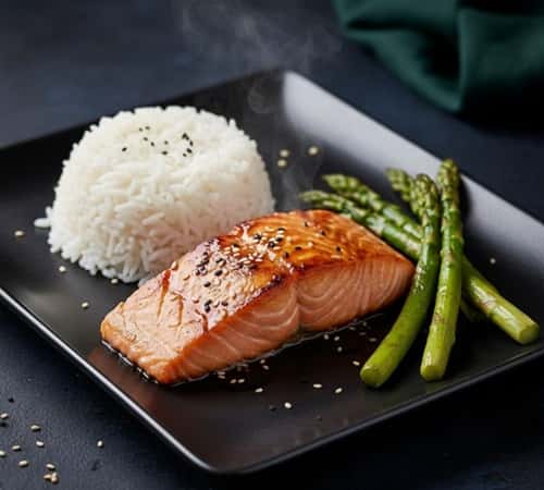Grilled Teriyaki Salmon Dinner - completed