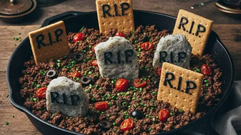 Halloween Graveyard Ground Beef Skillet - featured