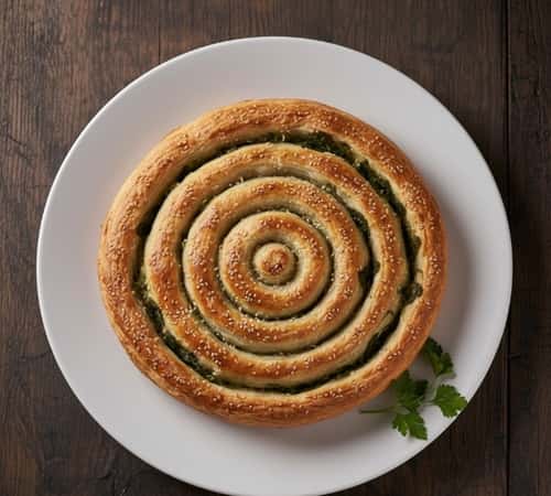 Instructions to make spinach ricotta swirl pie with crispy phyllo top