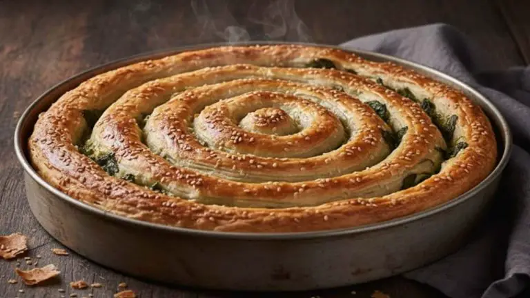 Spinach Ricotta Swirl Pie with Crispy Phyllo Top - featured