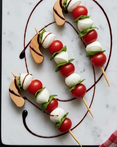 1. Candy Cane Caprese Skewers