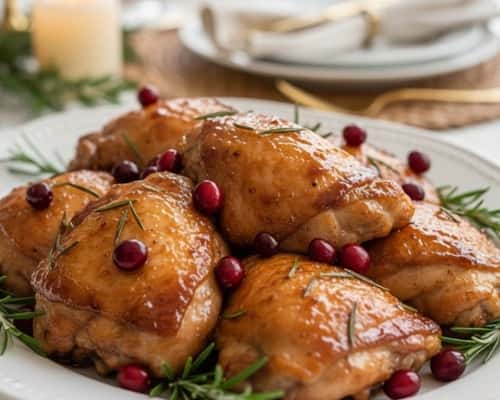 1. Cranberry Glazed Chicken Thighs with Rosemary