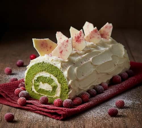 1. Matcha White Chocolate Buche de Noel