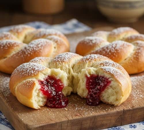 1. Sufganiyot-Stuffed Challah Knots