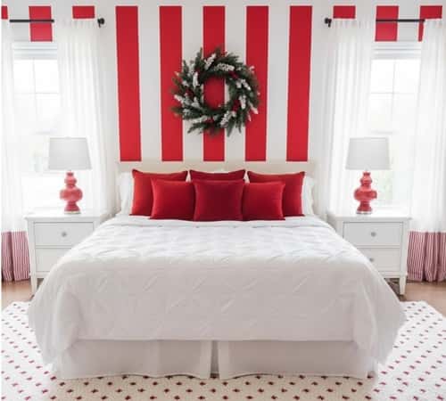 1. The Candy Cane Striped Accent Wall Setup