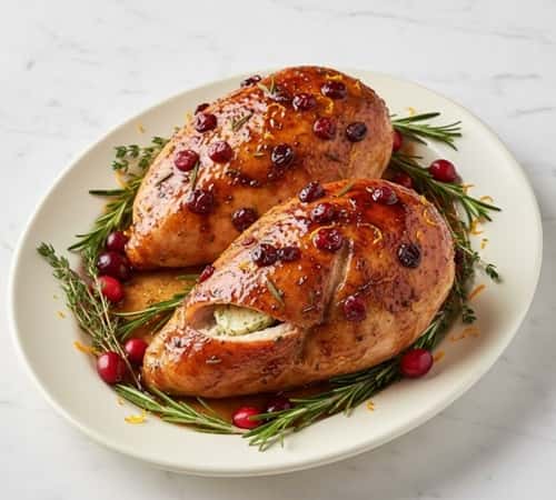 10. Cranberry-Balsamic Glazed Turkey Breast with Herb Butter