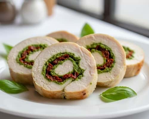 10. Pesto Stuffed Chicken Rolls with Sun-Dried Tomatoes