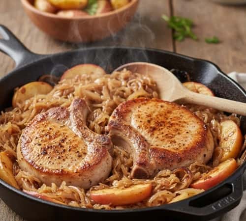 10. Prosperity Pork and Sauerkraut Skillet
