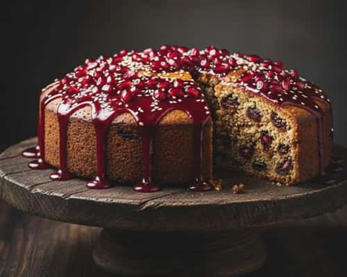 10. Tahini Date Cake With Pomegranate Glaze