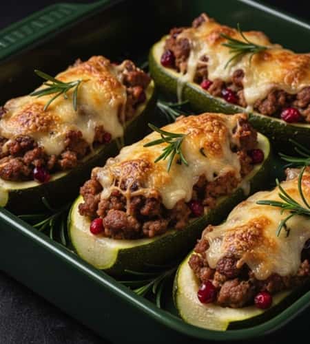 2. Stuffed Zucchini Boats With Cranberry-Sausage Filling