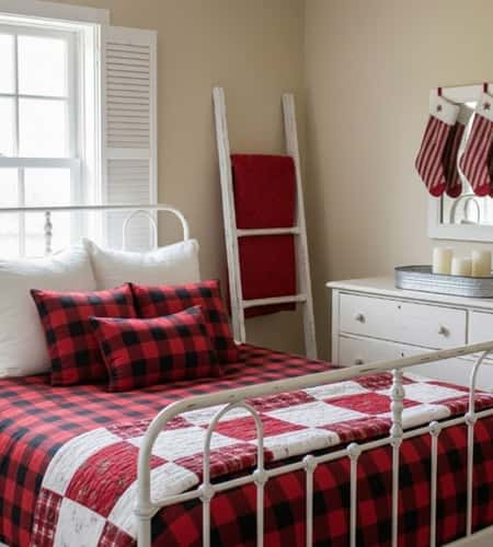 2. Vintage Farmhouse Red and White Retreat