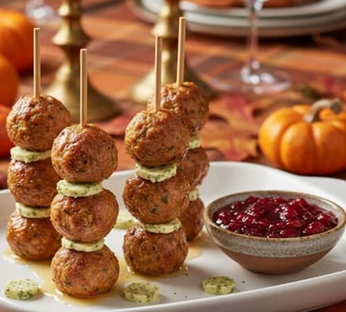 3. Turkey and Stuffing Meatball Skewers