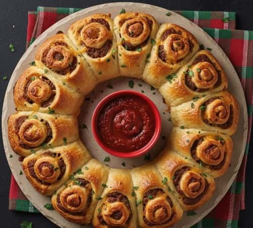 4. Beef and Cheese Stuffed Crescent Roll Wreath