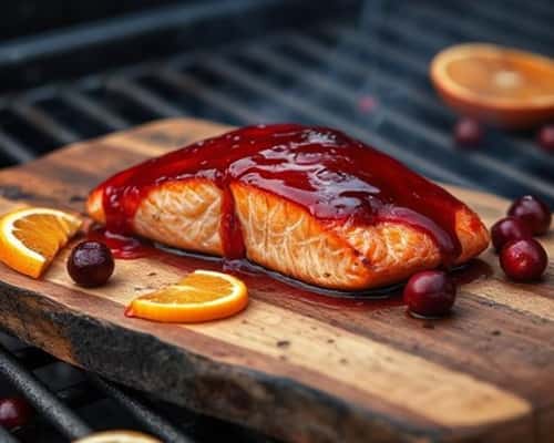 4. Cedar-Planked Salmon with Cranberry-Orange Glaze