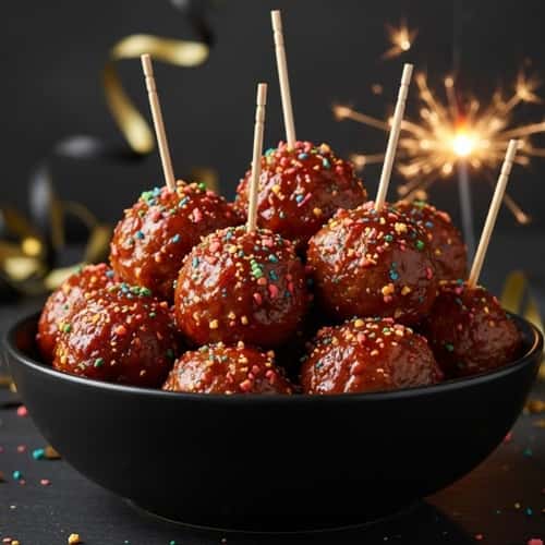 5. Firecracker Meatballs with Pop Rock Glaze
