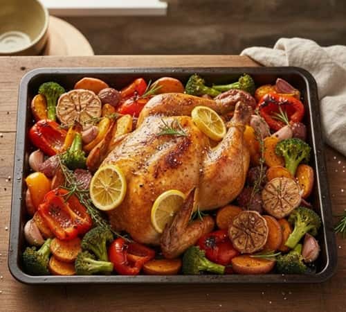 5. Lemon Herb Roasted Whole Chicken with Vegetables