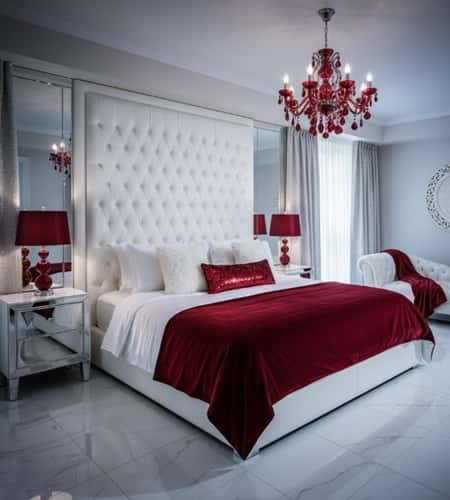5. Modern Glam Red and White Suite