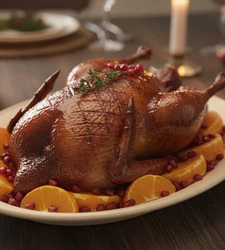 5. Pomegranate-Glazed Roast Duck with Orange Segments