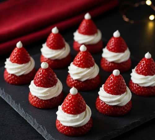 5. Santa Hat Strawberry Cheesecake Bites