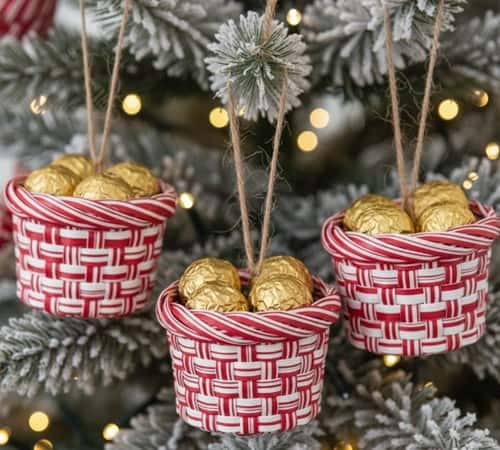 5. Woven Paper Basket Ornaments.