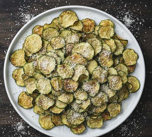 6. Baked Zucchini Chips With Parmesan Snow