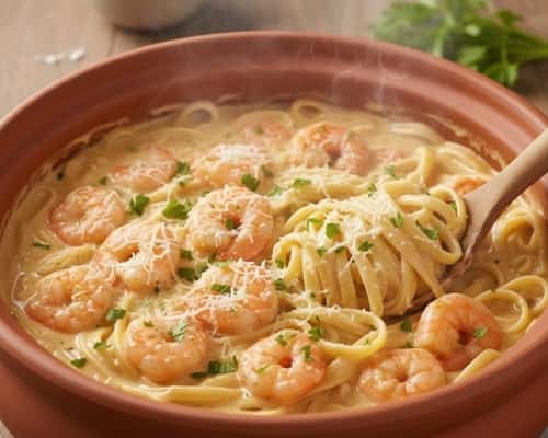 6. Crockpot Creamy Shrimp Alfredo