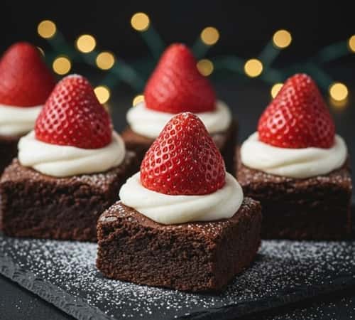 6. Santa Hat Brownie Bites