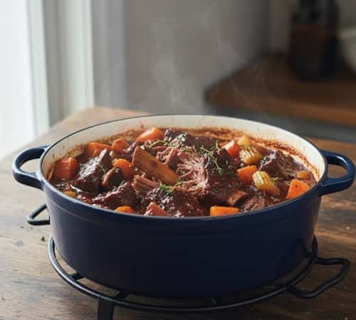 7. Red Wine-Braised Short Ribs with Root Vegetables
