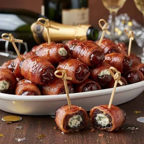 8. Bubbly Bacon-Wrapped Dates with Blue Cheese