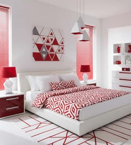 9. Contemporary Geometric Red and White Space