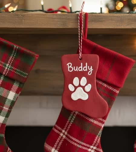 9. Personalized Pet Paw Print Stockings