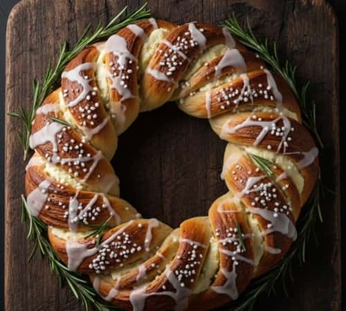 Cardamom Cream Cheese Christmas Wreath Bread - completed
