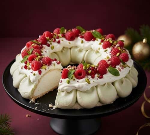 Instructions To Make Pistachio Rose Christmas Pavlova Wreath