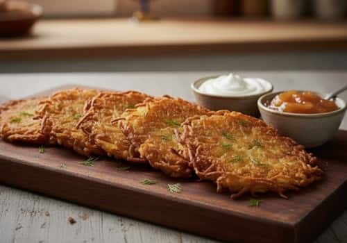 Instructions the make crispy latkes hanukkah appetizer