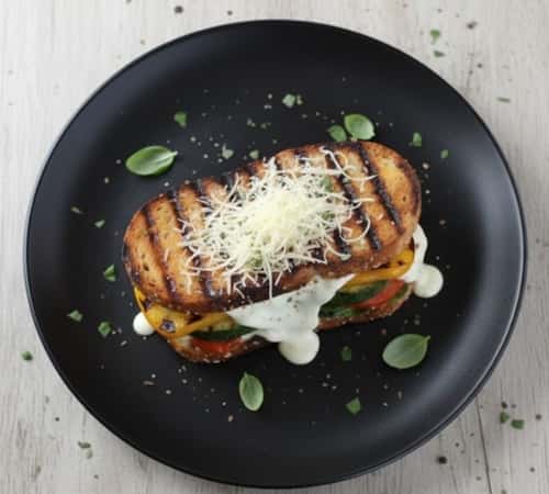 Instructions to make Grilled veggie Mozzarella Sandwich